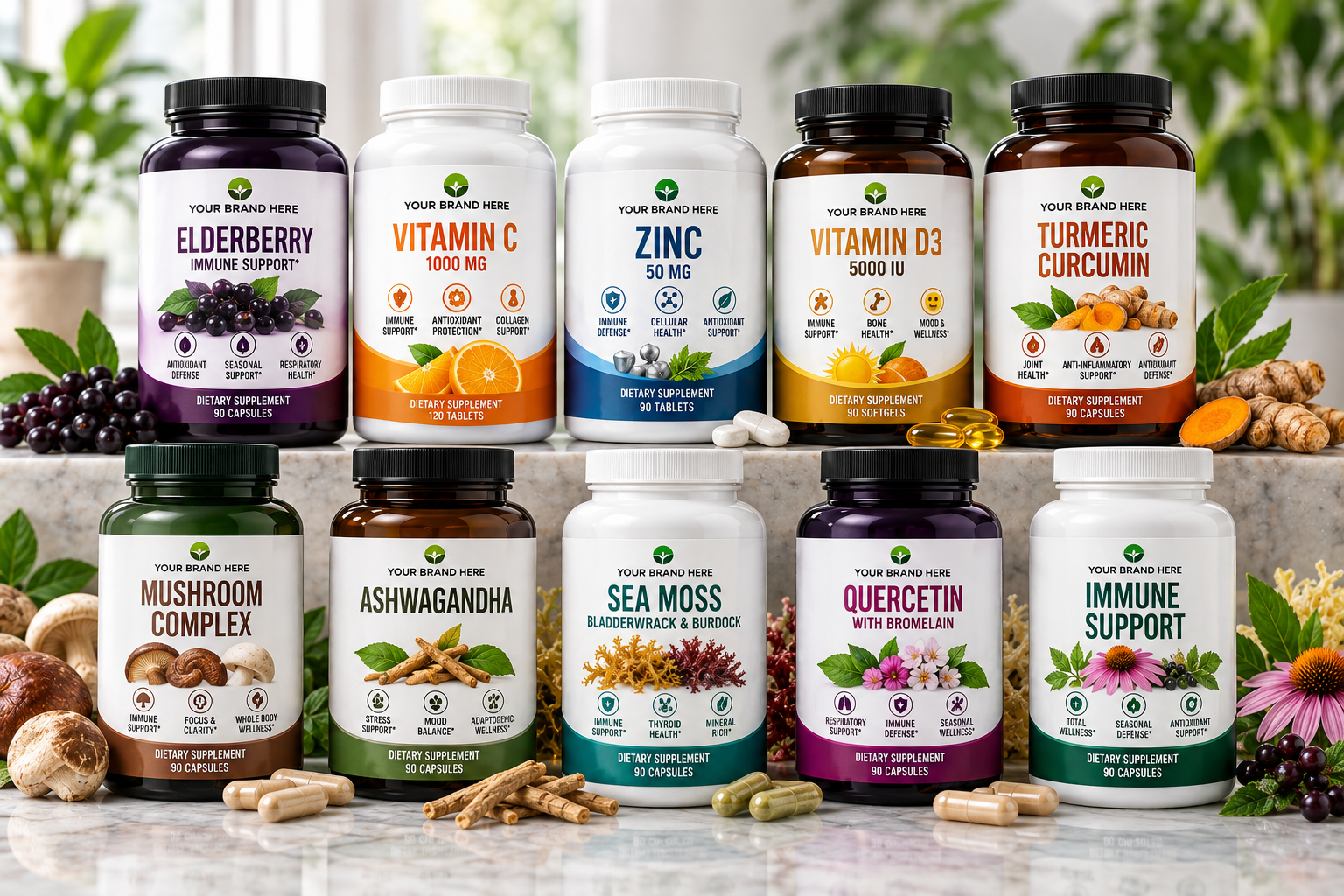 Broad assortment of private label supplement formulas